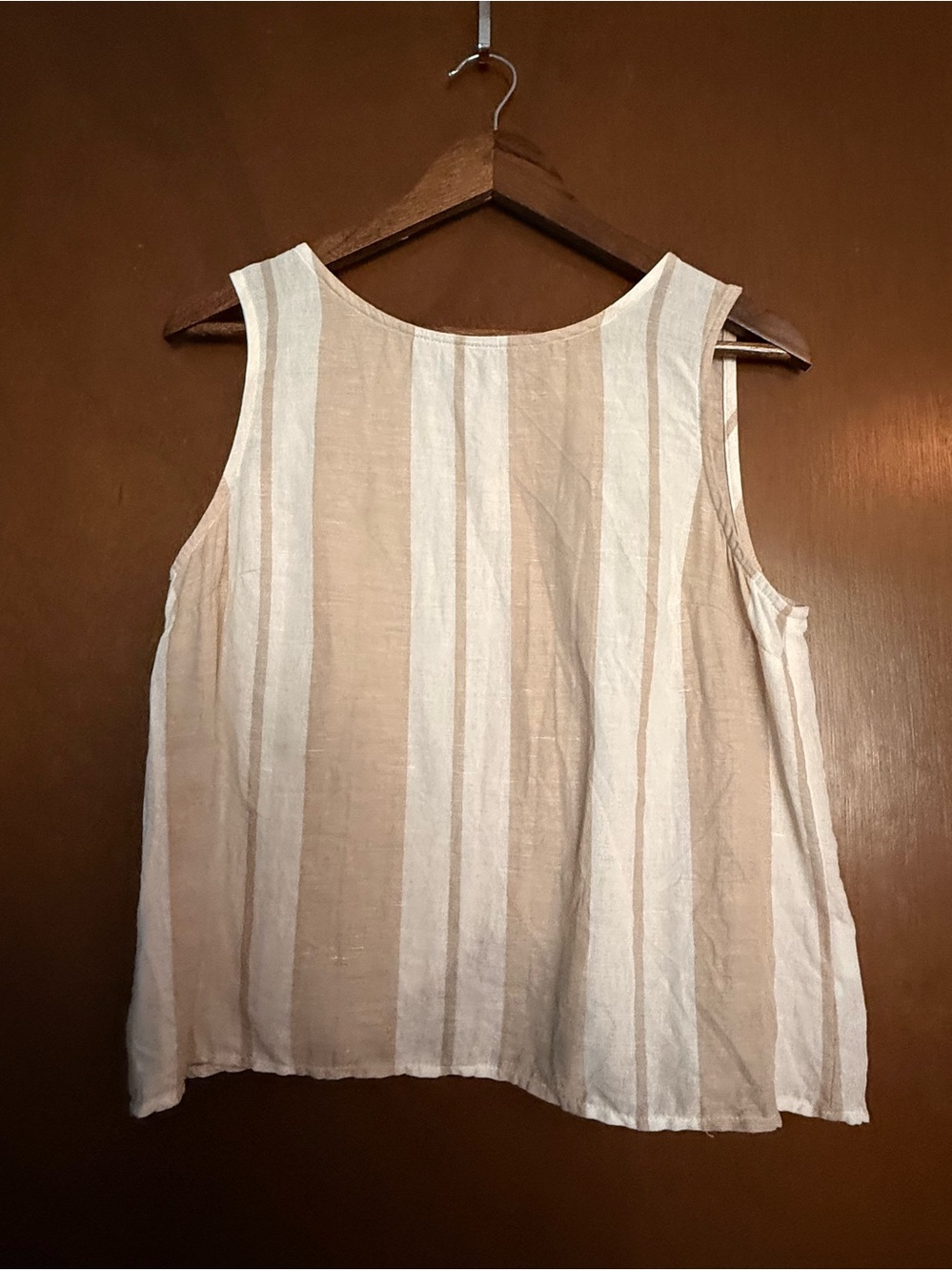 Maeve by Anthropologie Blouse Women's 8 Striped Tank Top Sleeveless Linen Blend